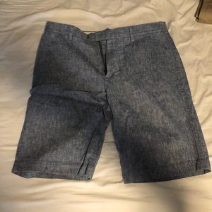 J Crew Blue Linen Shorts 33 waist
